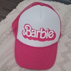 Barbie Pink and White Mesh Trucker Style Hat